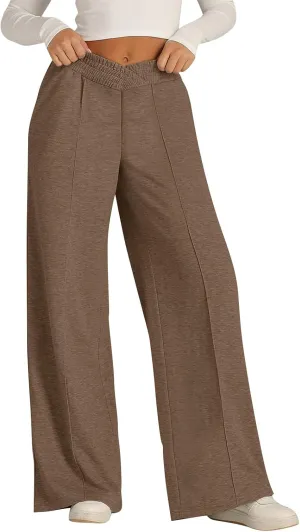 Womens Sweatpants 2025 Baggy Wide Fleece Lined Straight Leg High Waisted Pants Loose Fit Athletic Joggers Pockets