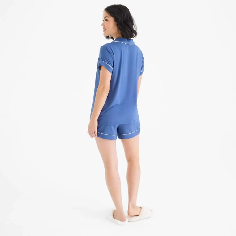 women's symphony blue modal magnetic classic with a twist short sleeve pajama set