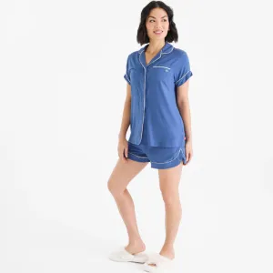 women's symphony blue modal magnetic classic with a twist short sleeve pajama set