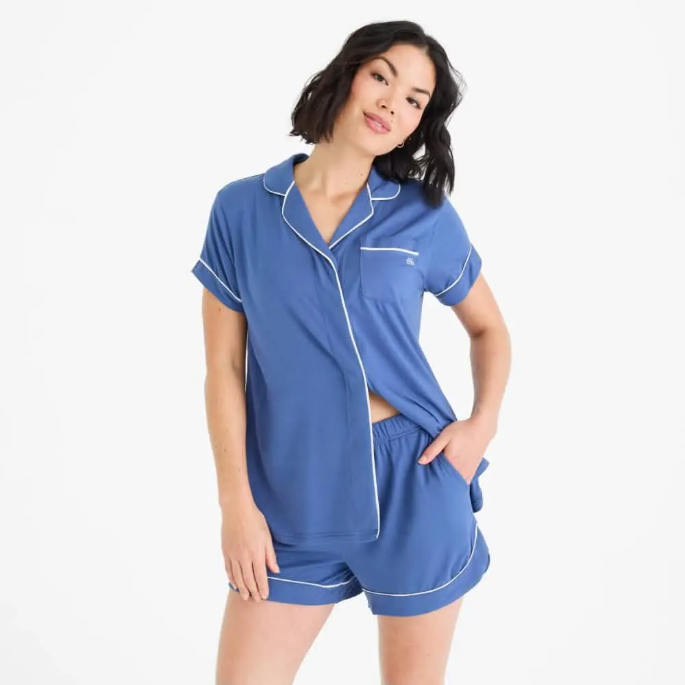 women's symphony blue modal magnetic classic with a twist short sleeve pajama set