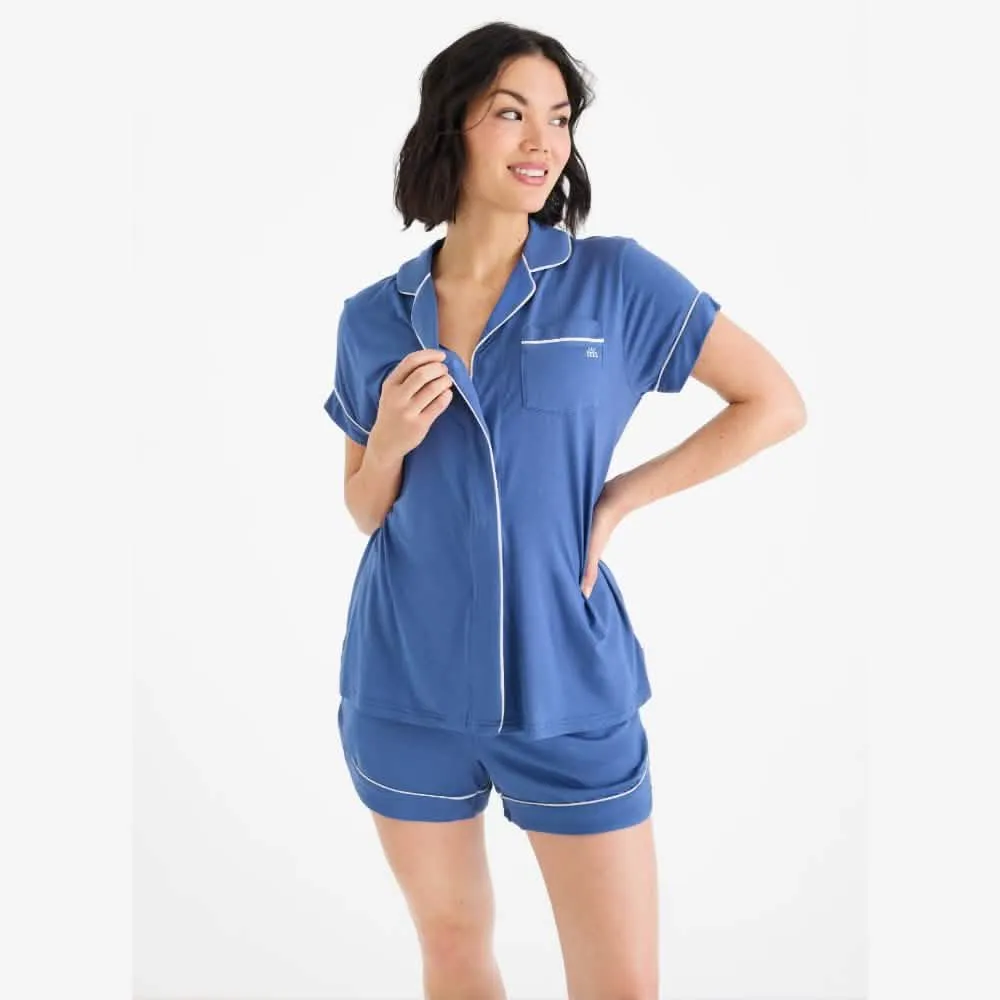 women's symphony blue modal magnetic classic with a twist short sleeve pajama set