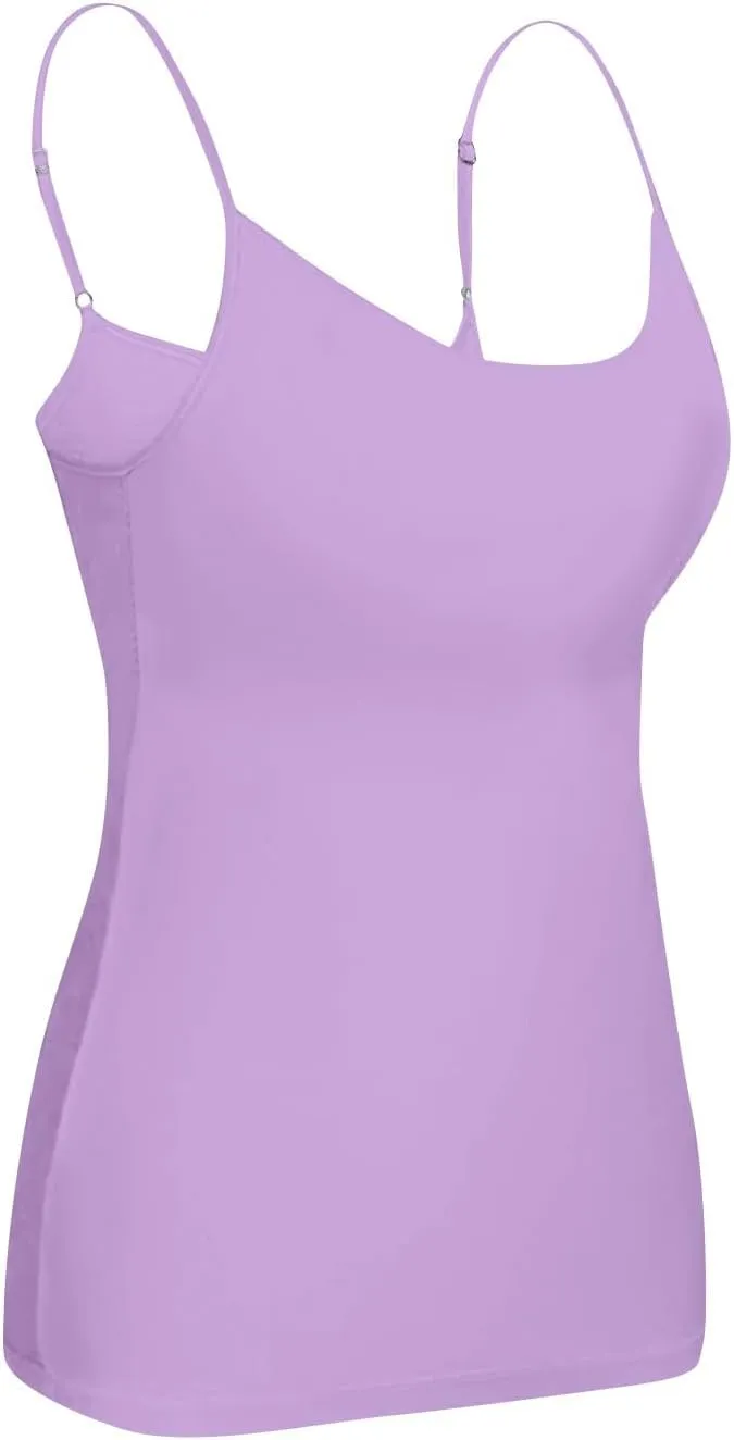 Womens Tank Tops Fitted Built in Bra Adjustable Spaghetti Strap Workout Cami Tops Gym Shirts Sleeveless Under Clothes