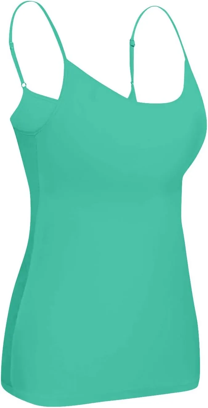 Womens Tank Tops Fitted Built in Bra Adjustable Spaghetti Strap Workout Cami Tops Gym Shirts Sleeveless Under Clothes