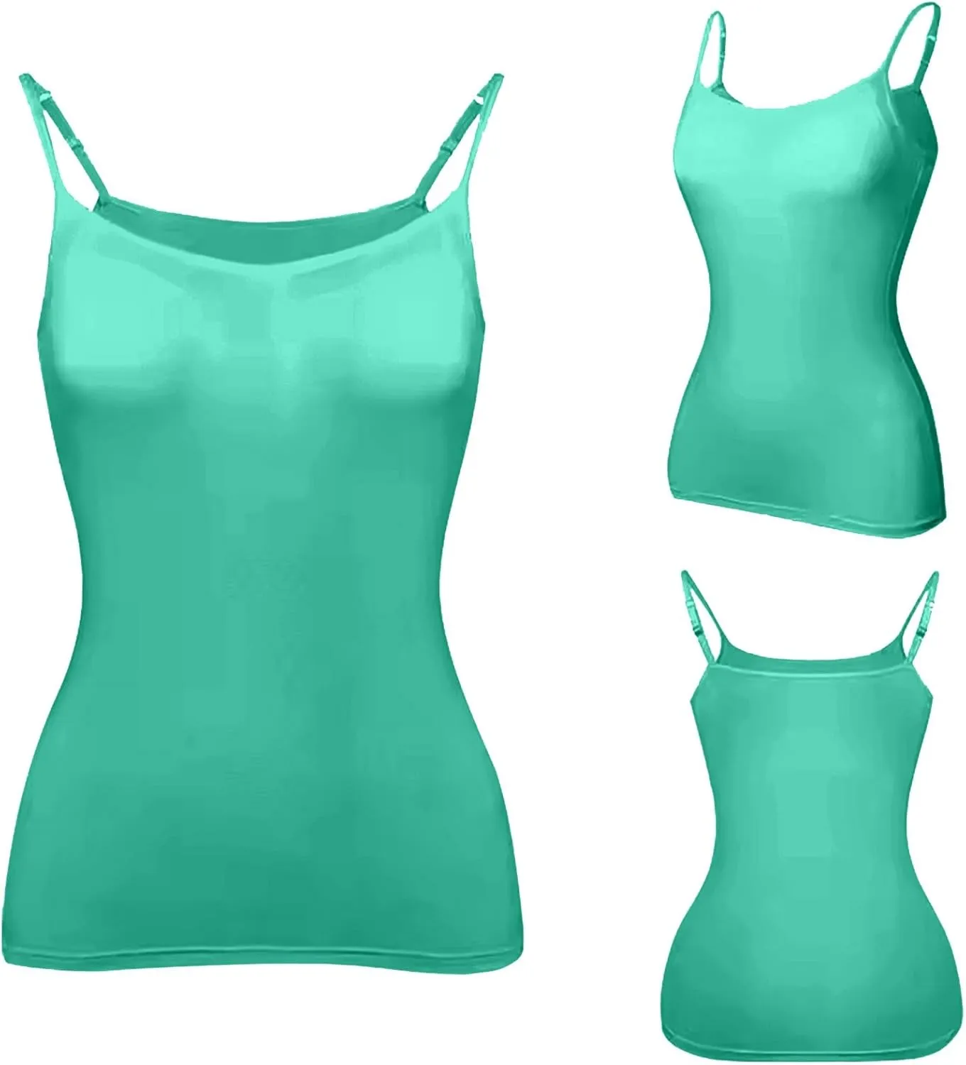 Womens Tank Tops Fitted Built in Bra Adjustable Spaghetti Strap Workout Cami Tops Gym Shirts Sleeveless Under Clothes