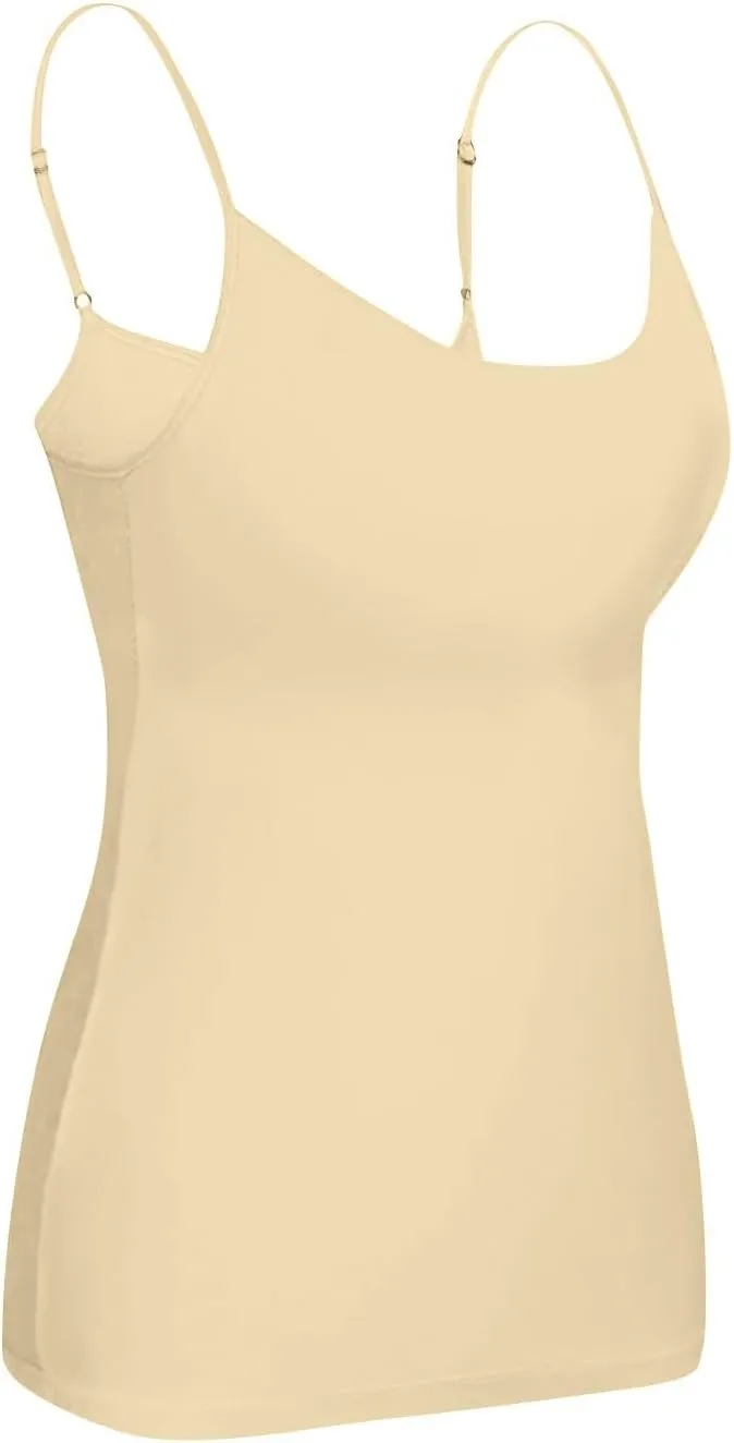 Womens Tank Tops Fitted Built in Bra Adjustable Spaghetti Strap Workout Cami Tops Gym Shirts Sleeveless Under Clothes