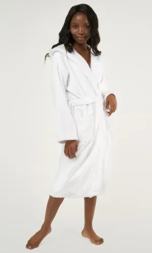 Womens Terry Turkish Bathrobe Cotton Towel Robe, Comfy Women's Robe Long Hooded