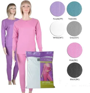 women's thermal underwear sets - white Case of 36