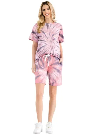 Womens Tye Dye Tee and Short Lounge Set
