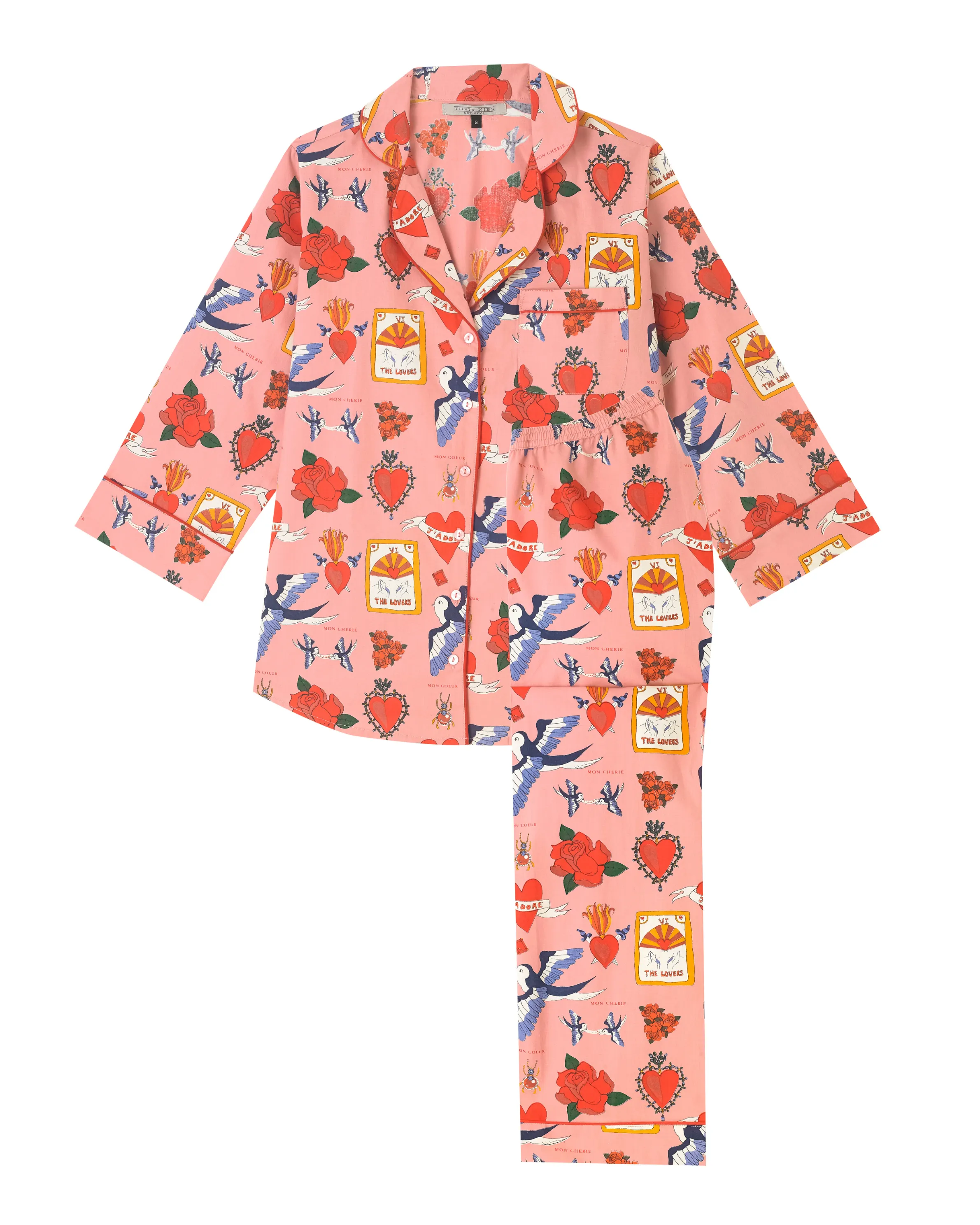 Womens Under-Bump Maternity Cotton Pyjamas Pink Mon Coeur