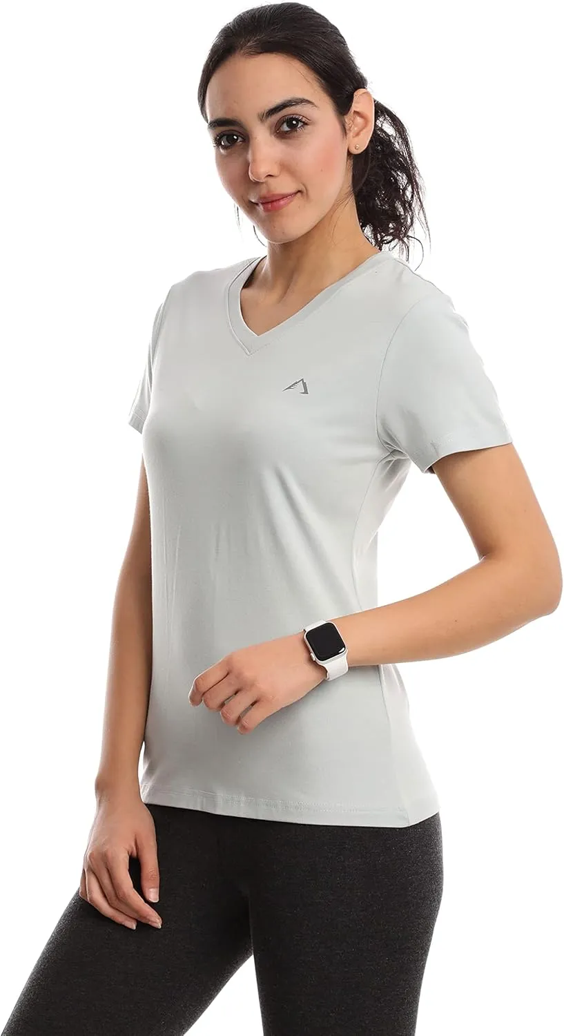 Womens V Neck Short Sleeve T-Shirt | Classic-Fit Ultra Soft Cotton Modal Stretch Vneck