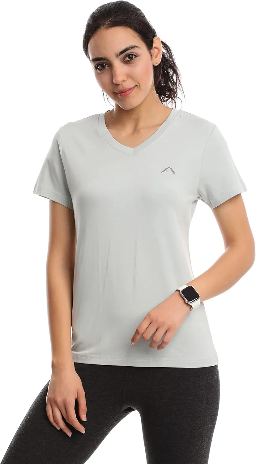 Womens V Neck Short Sleeve T-Shirt | Classic-Fit Ultra Soft Cotton Modal Stretch Vneck