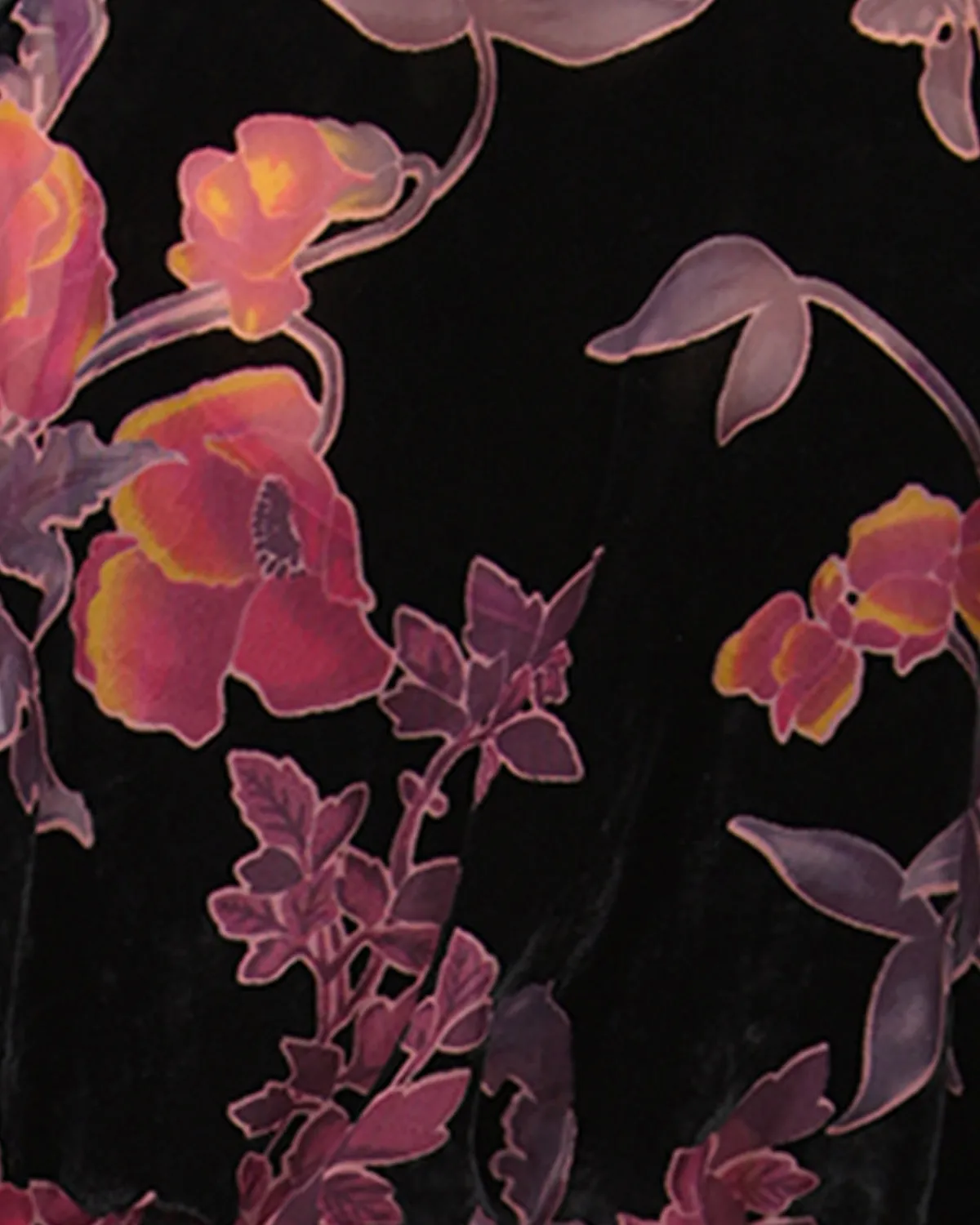 Women's Velvet Burnout Satin Trim Floral Kimono Robe