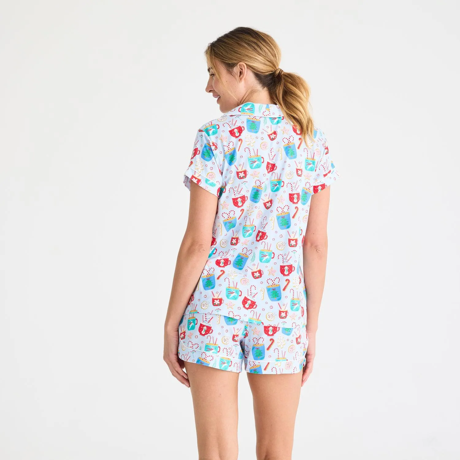 women's wake me up before you cocoa modal magnetic classic with a twist short sleeve pajama set
