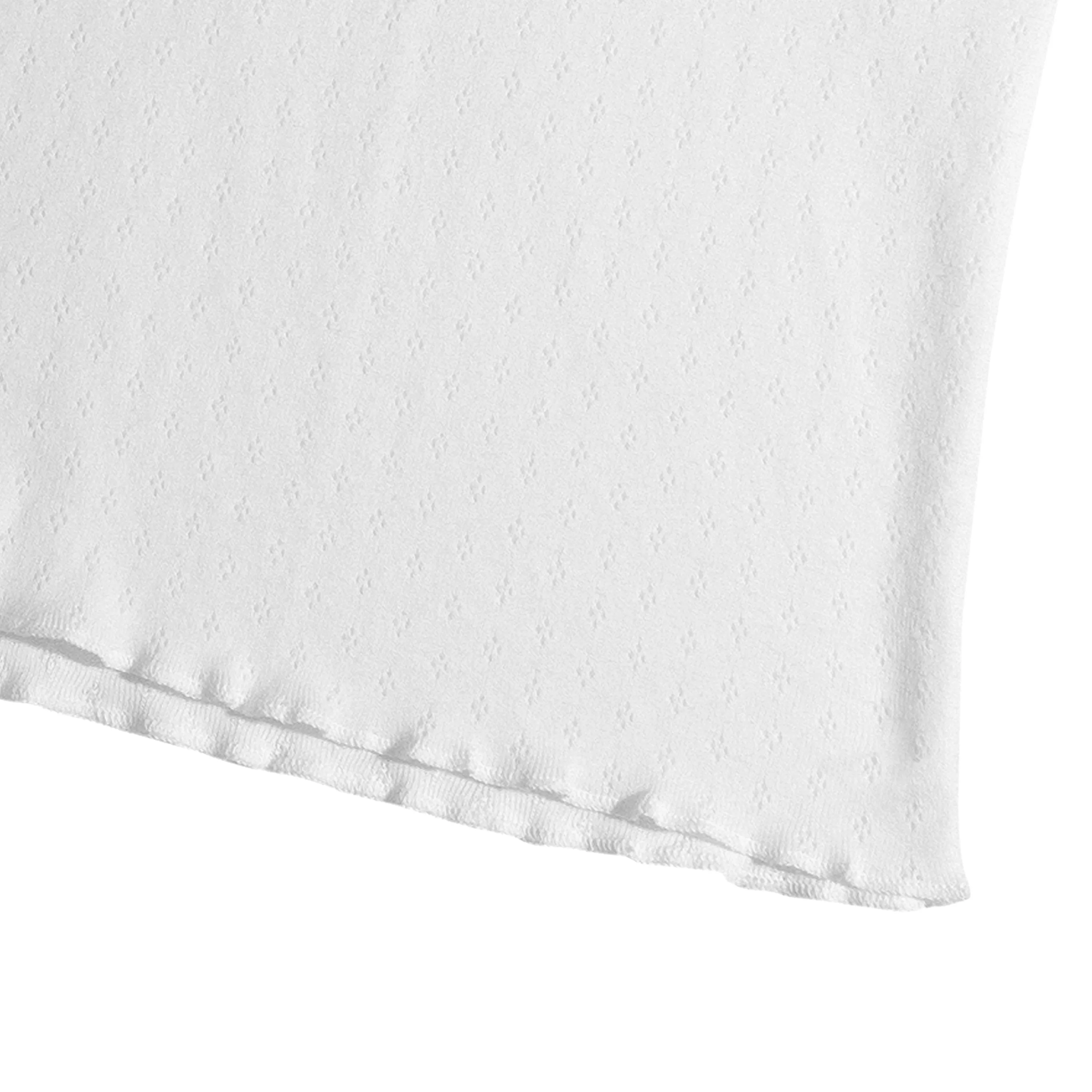 women's white pointelle shirt and short pima pajamas set