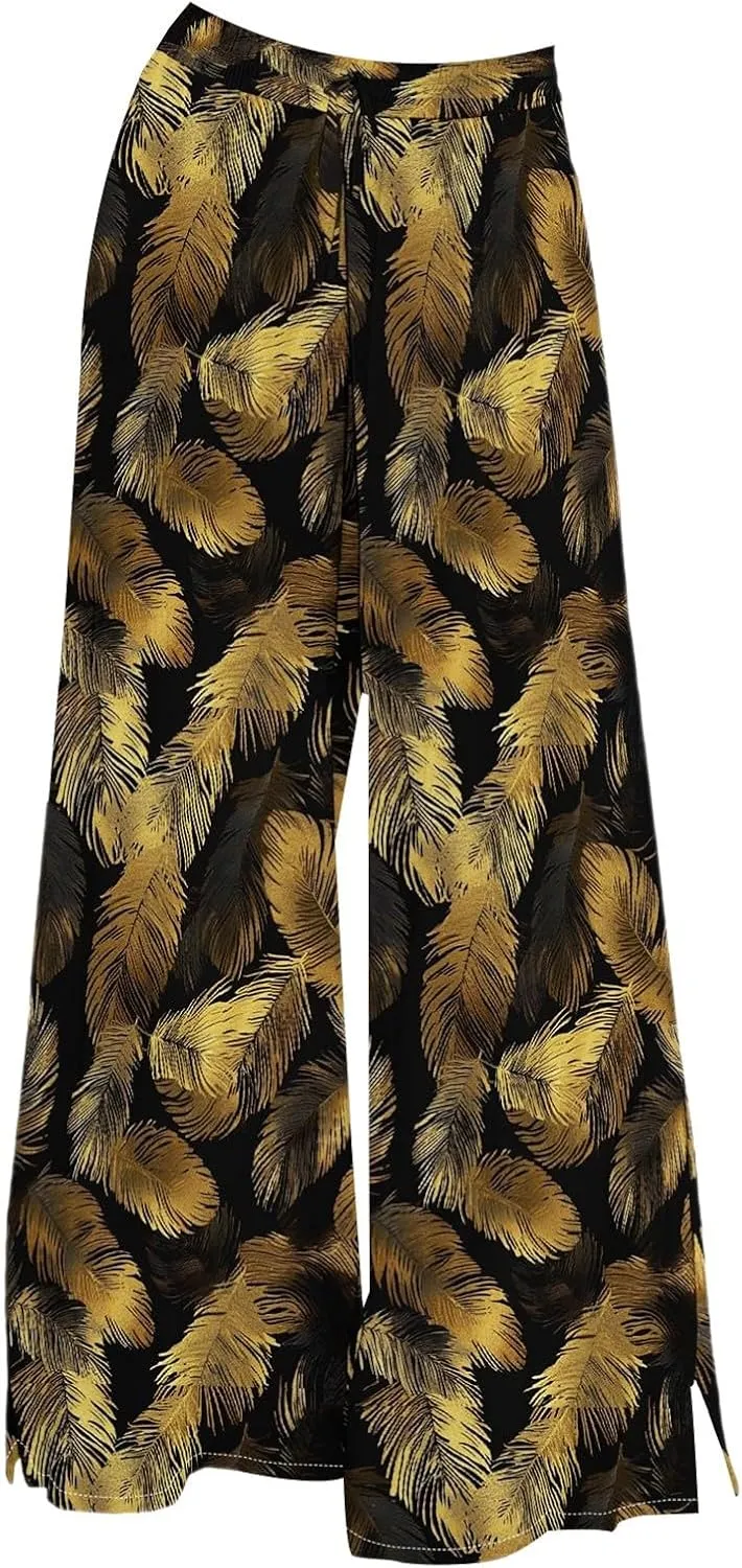 Womens Wide Leg Palazzo Pants Boho Floral Dressy Flowy Casual High Waisted 2025 Summer Beach Vacation Lounge Trousers