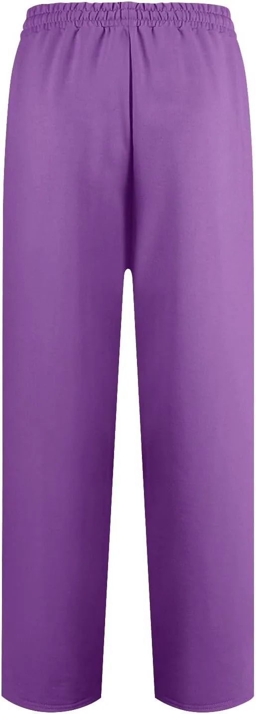 Womens Wide Leg Sweatpants Interior Drawstring Baggy Low Rise Sweatpants Comfy Lounge Jogger Pants with Pockets