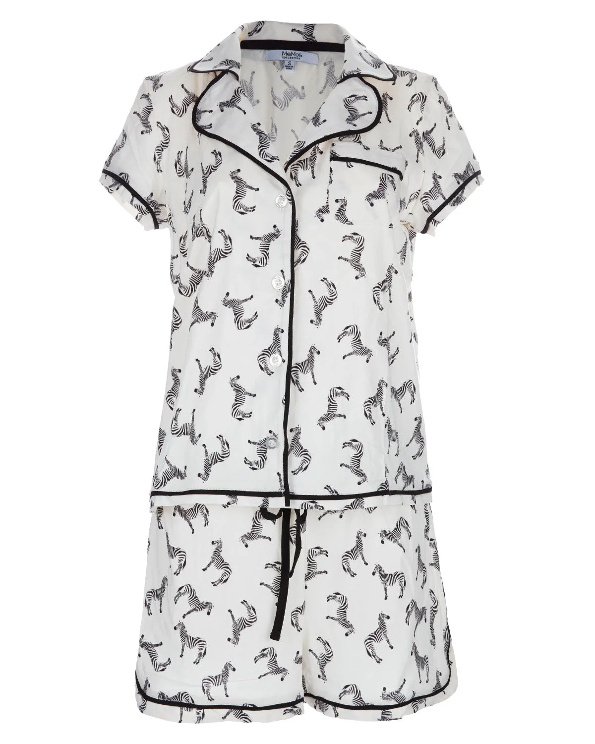 Women's Zebra Notch Collar Cotton Blend Pajama Set