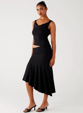 Wonderlust Midi Skirt - Black Simple Fashion