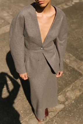 Wool Circular Sleeve Blazer All Weather Piece Wind Blocking Fabric