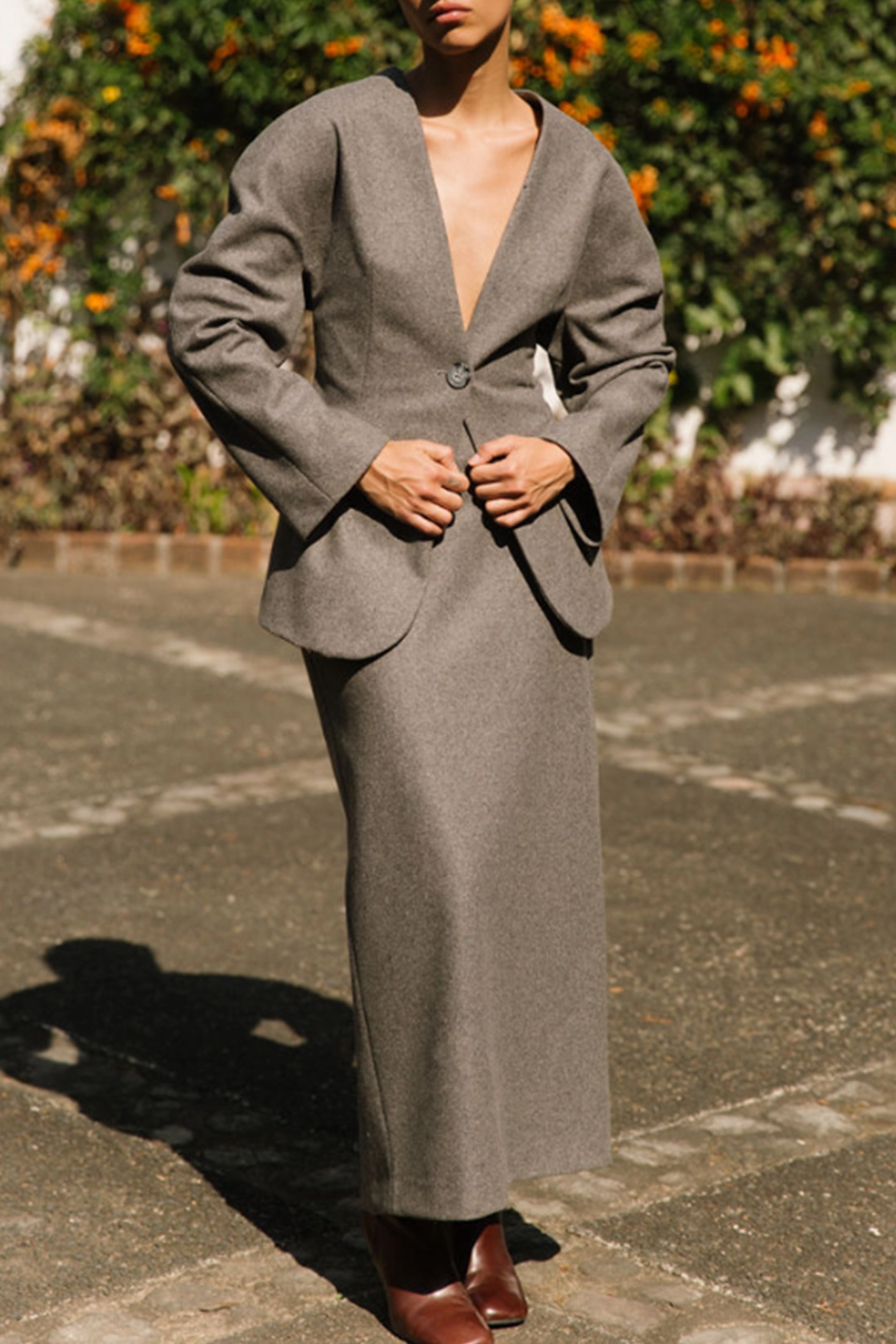 Wool Circular Sleeve Blazer High Density Weave