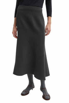 Wool Crepe Marte Fluid Skirt Erasable Crease