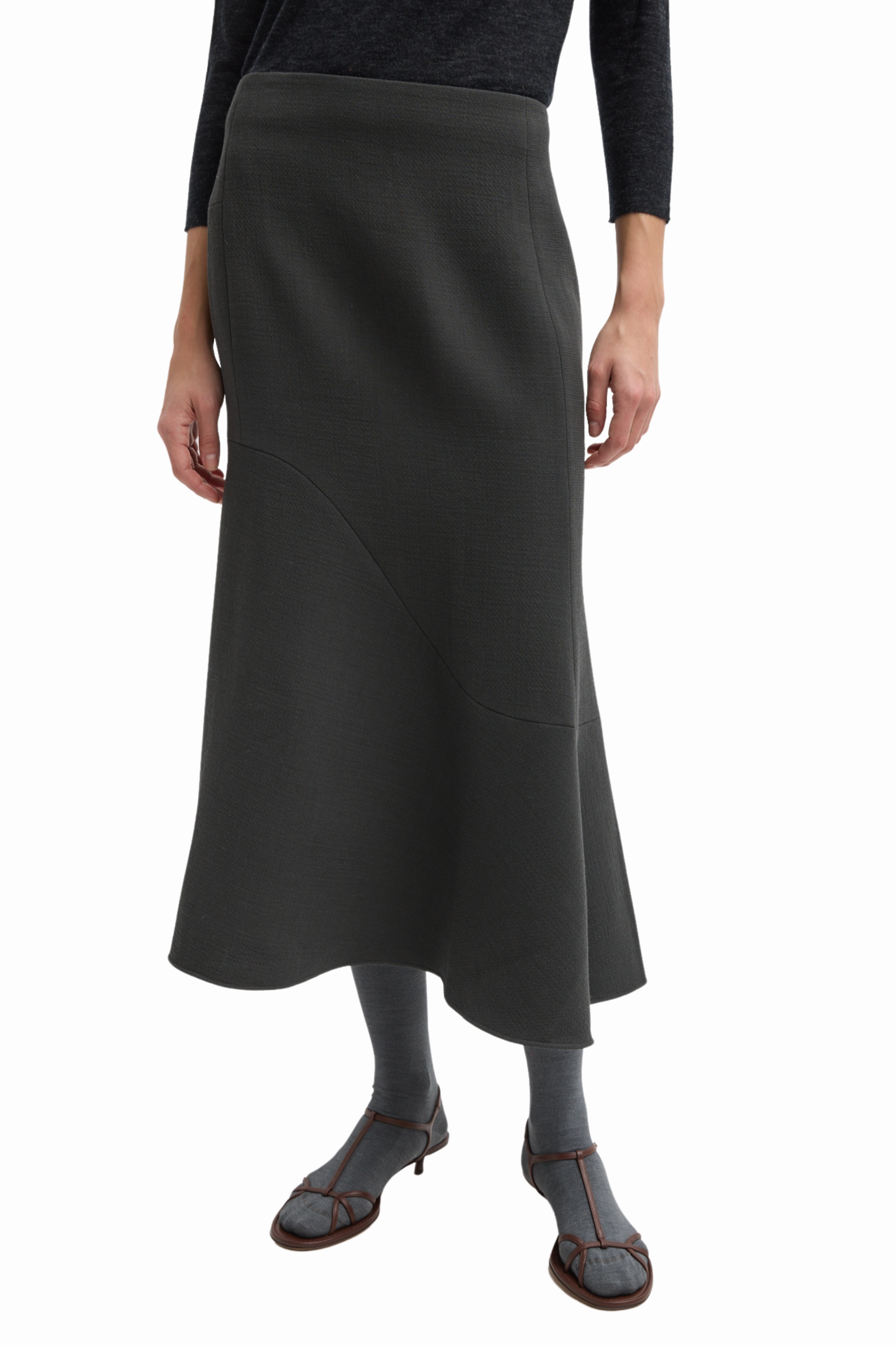Invisible Seams Polished Fit Wool Crepe Marte Fluid Skirt