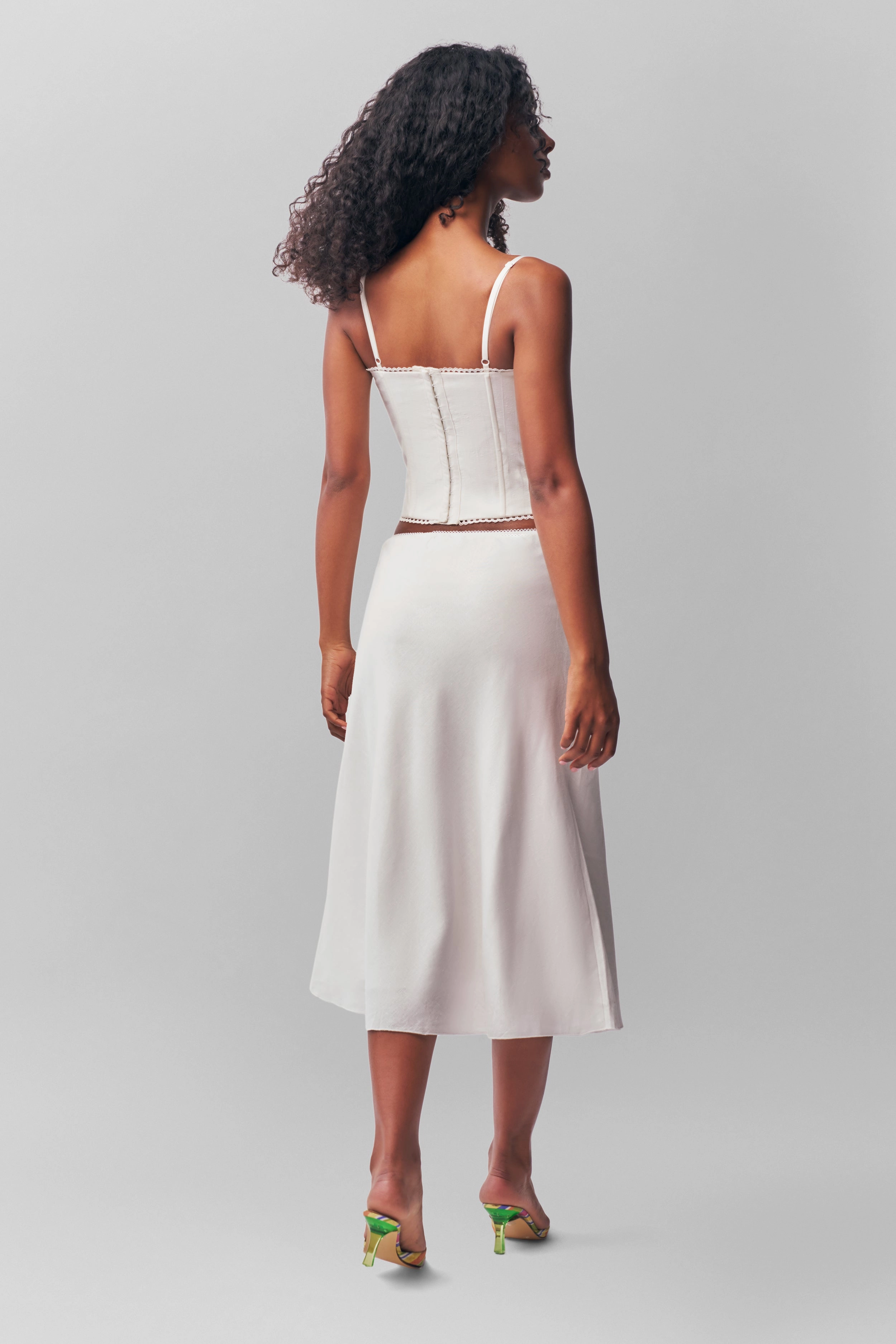 Paloma Linen Skirt Mid Rise Matte Texture