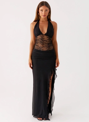 Wrenna Halter Neck Maxi Dress - Black Cool Simplicity