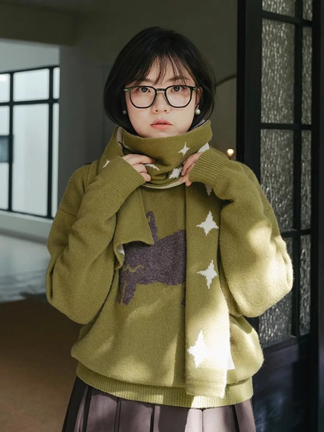 AdaptiveFitFabric Vintage Hoodie Chowxiaodou 100% Wool Knit Sweater