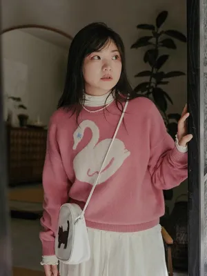 DoubleLayered Neckline HypoallergenicFabric Chowxiaodou 100% Wool Knit Sweater