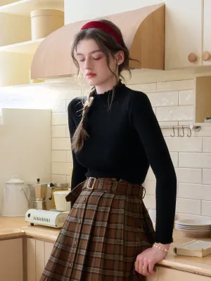 Reinforced Neckline Detail TemperatureRegulating Amanda Ruffle Collar 100% Wool Sweater