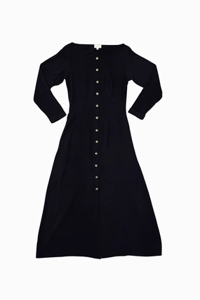 Bhodie Dress in Black Challis Layered Fit