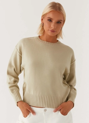 EcoFriendly Water Repellency Thelma Oversized Knit Sweater - Pastel Green