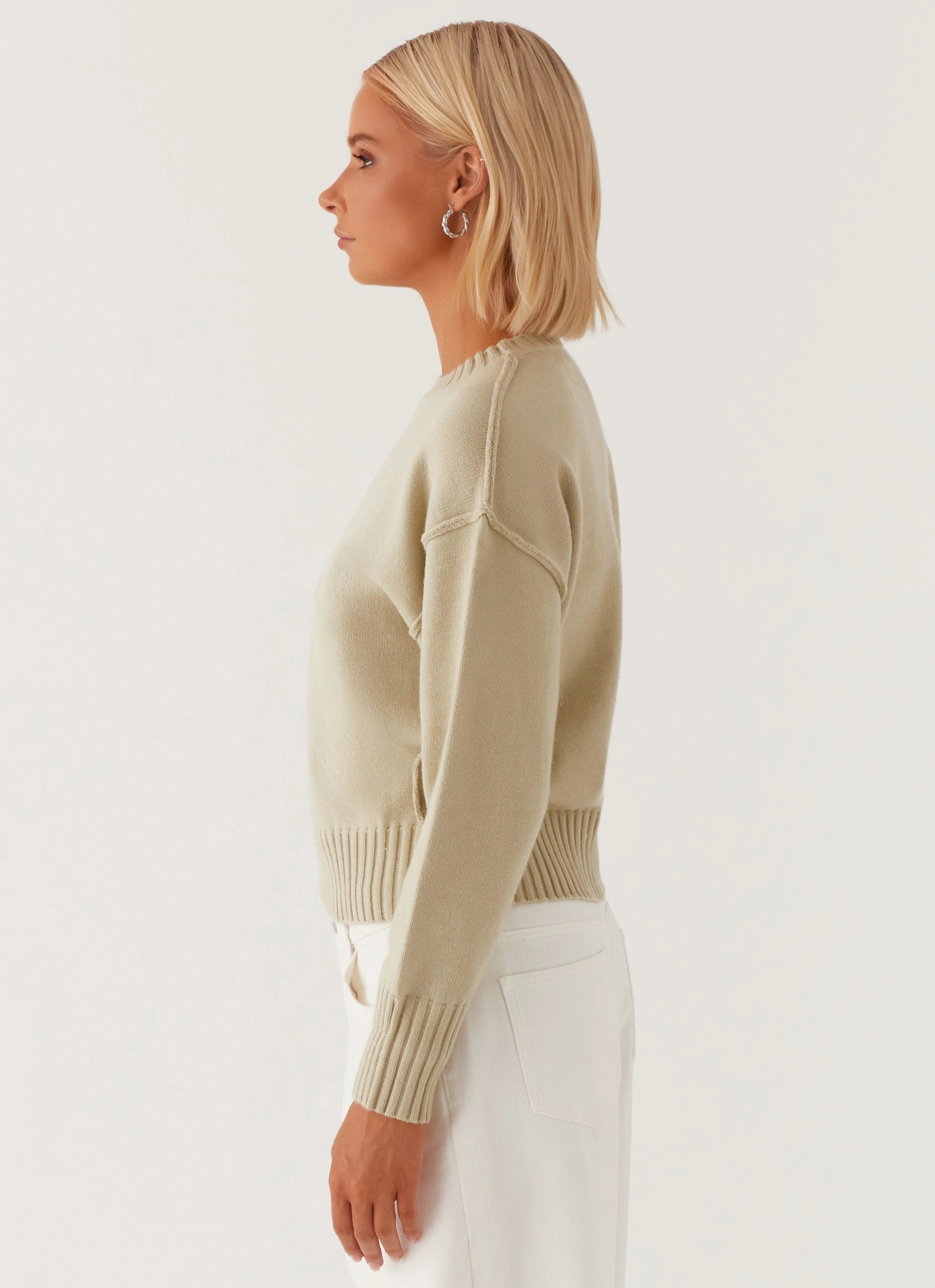 Thelma Oversized Knit Sweater - Pastel Green Rainy Day