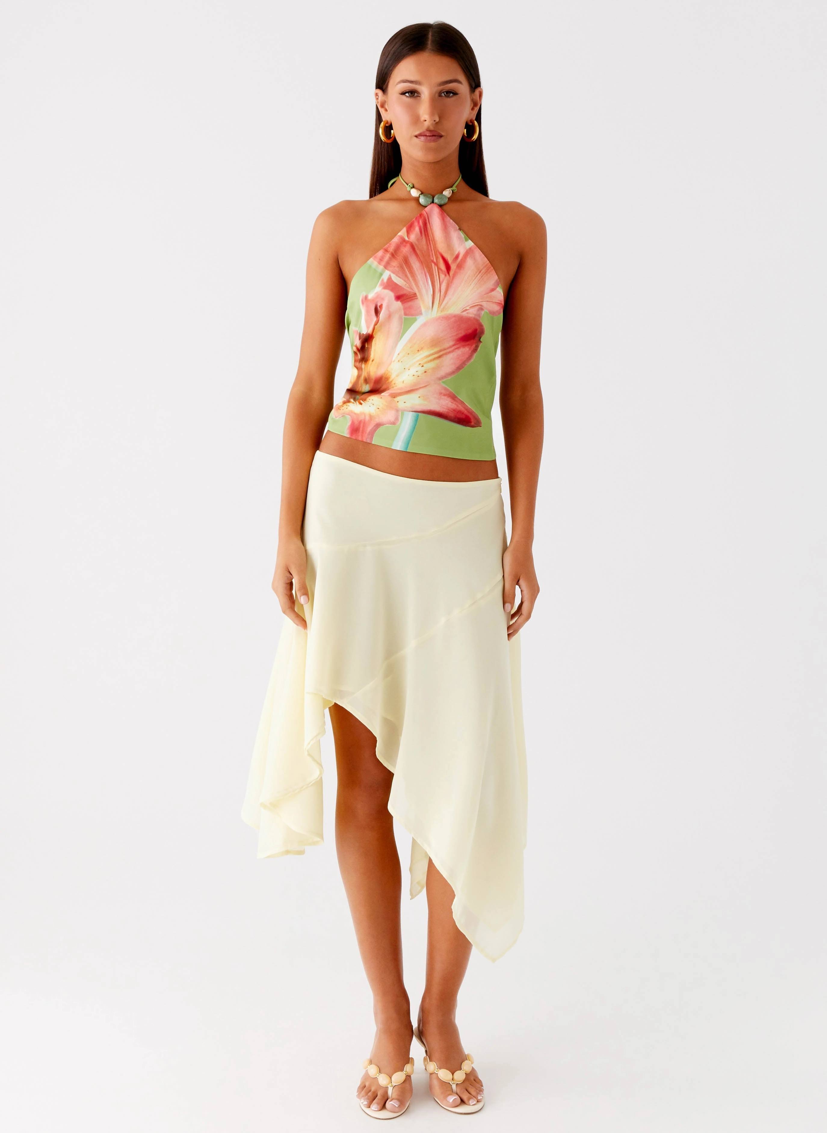 Loreta Beaded Tie Back Top - Jungle Floral QuickRelease Fastener Sweat Absorbing Lining