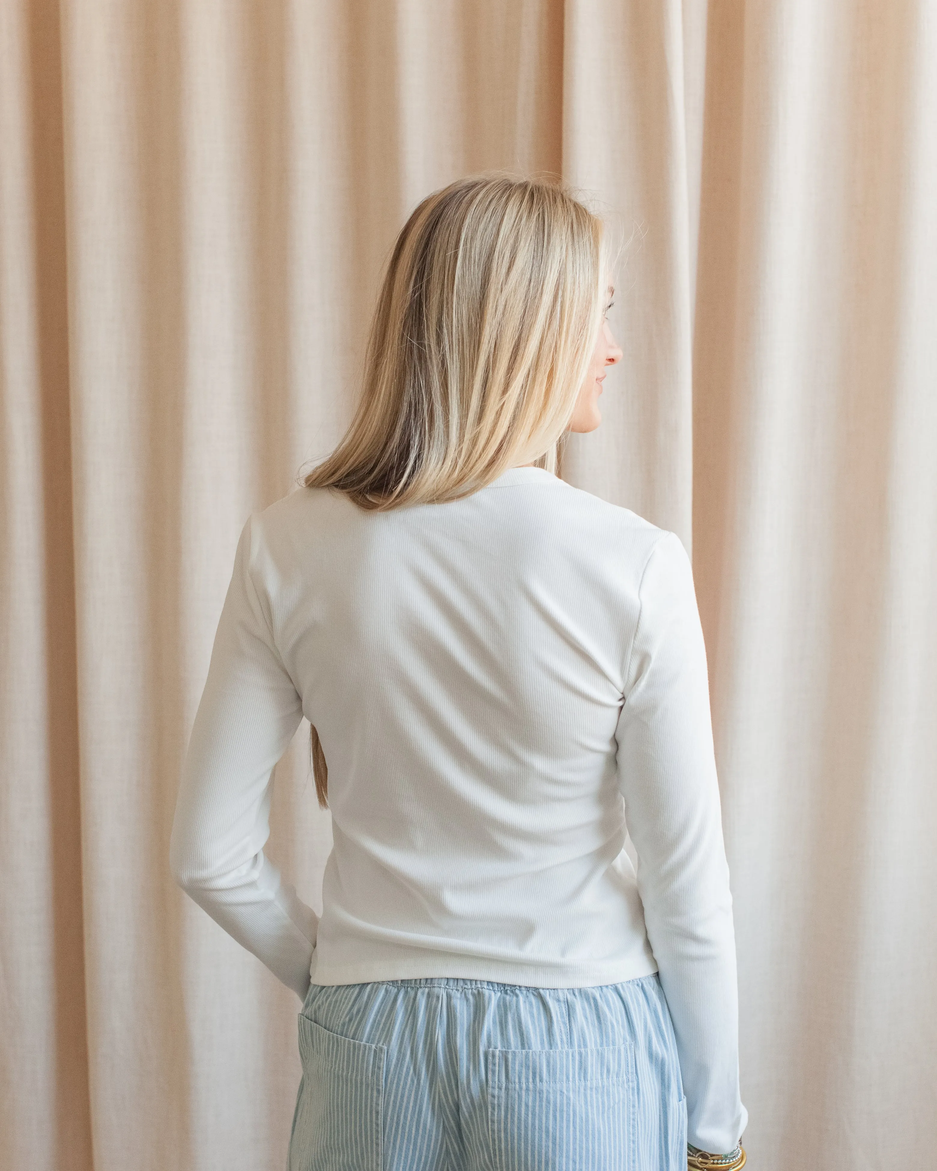 Annie Tee - White Breathable Linen Blend AbrasionResistantEdging