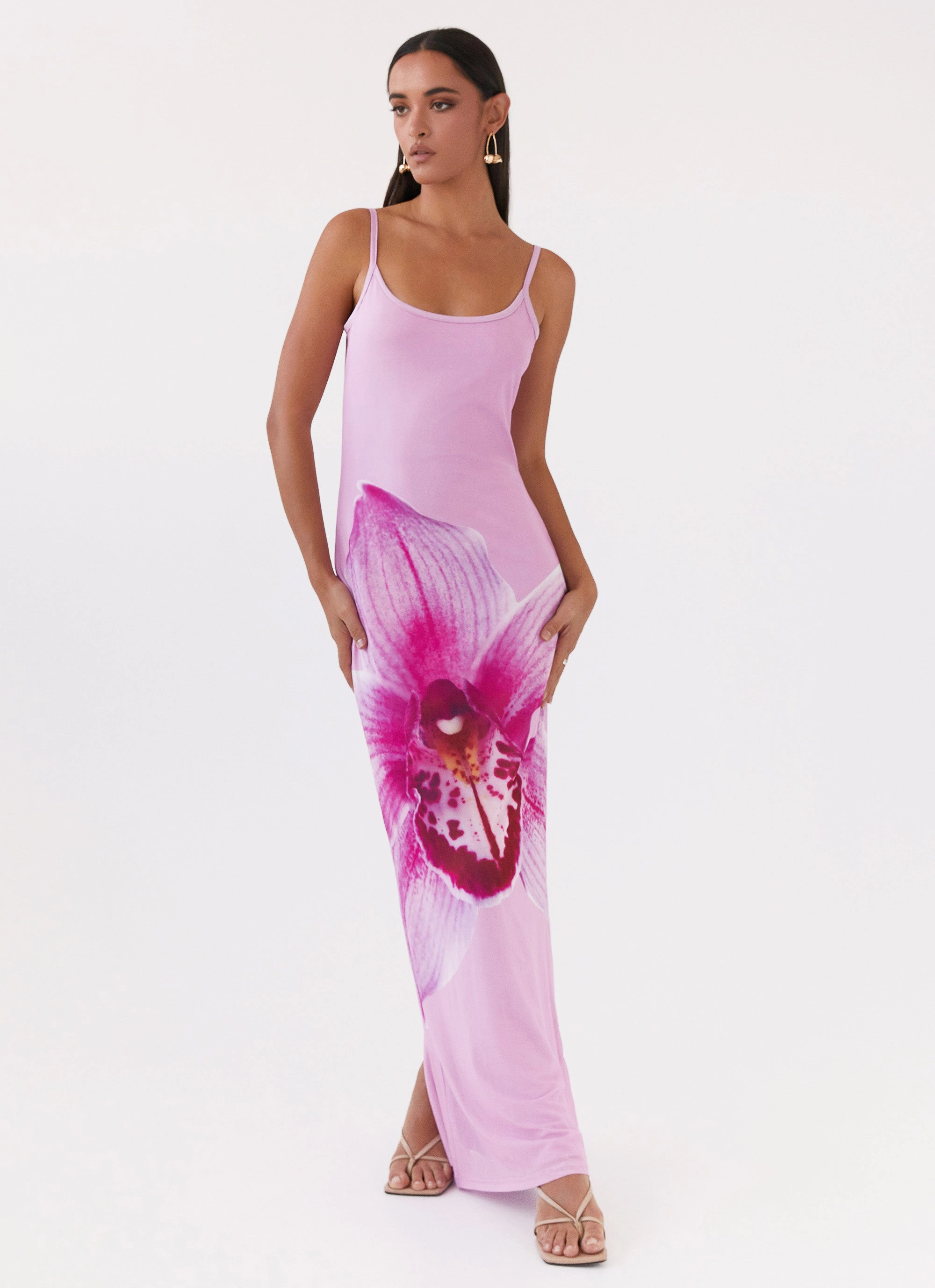 Form Fitting Bad News Mesh Maxi Dress - Pink Magnolia
