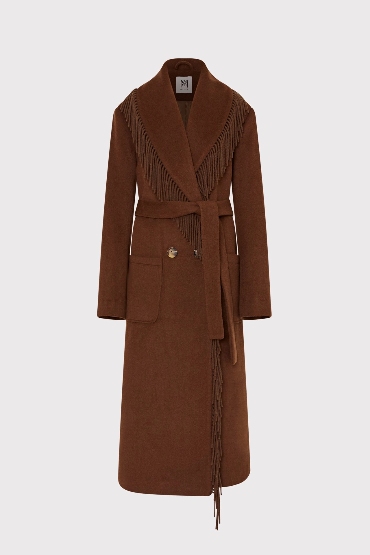 Non Restrictive Armholes Wyatt Fringe Wool Overcoat