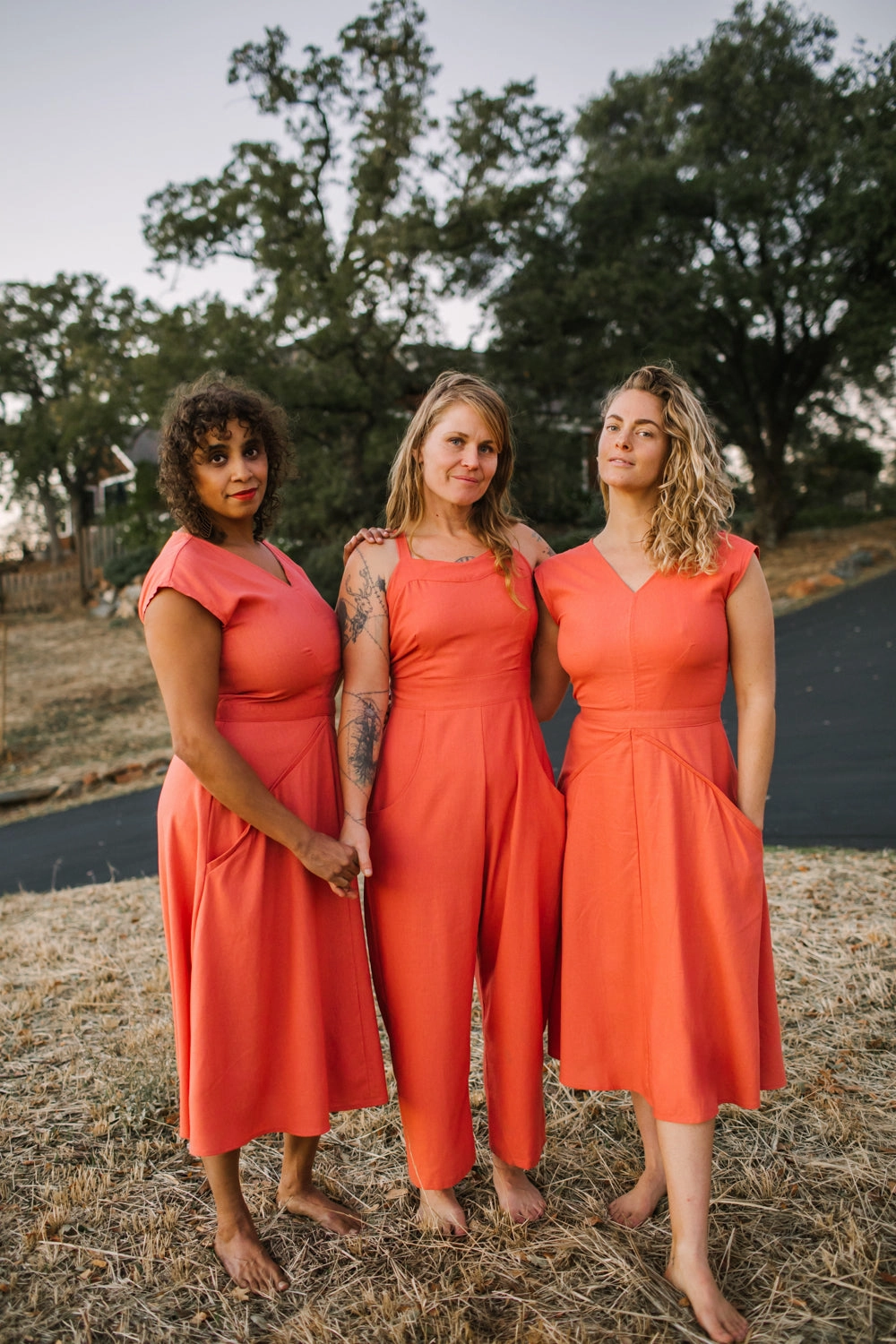 Xena Dress in Coral Linen Dinner Outfit