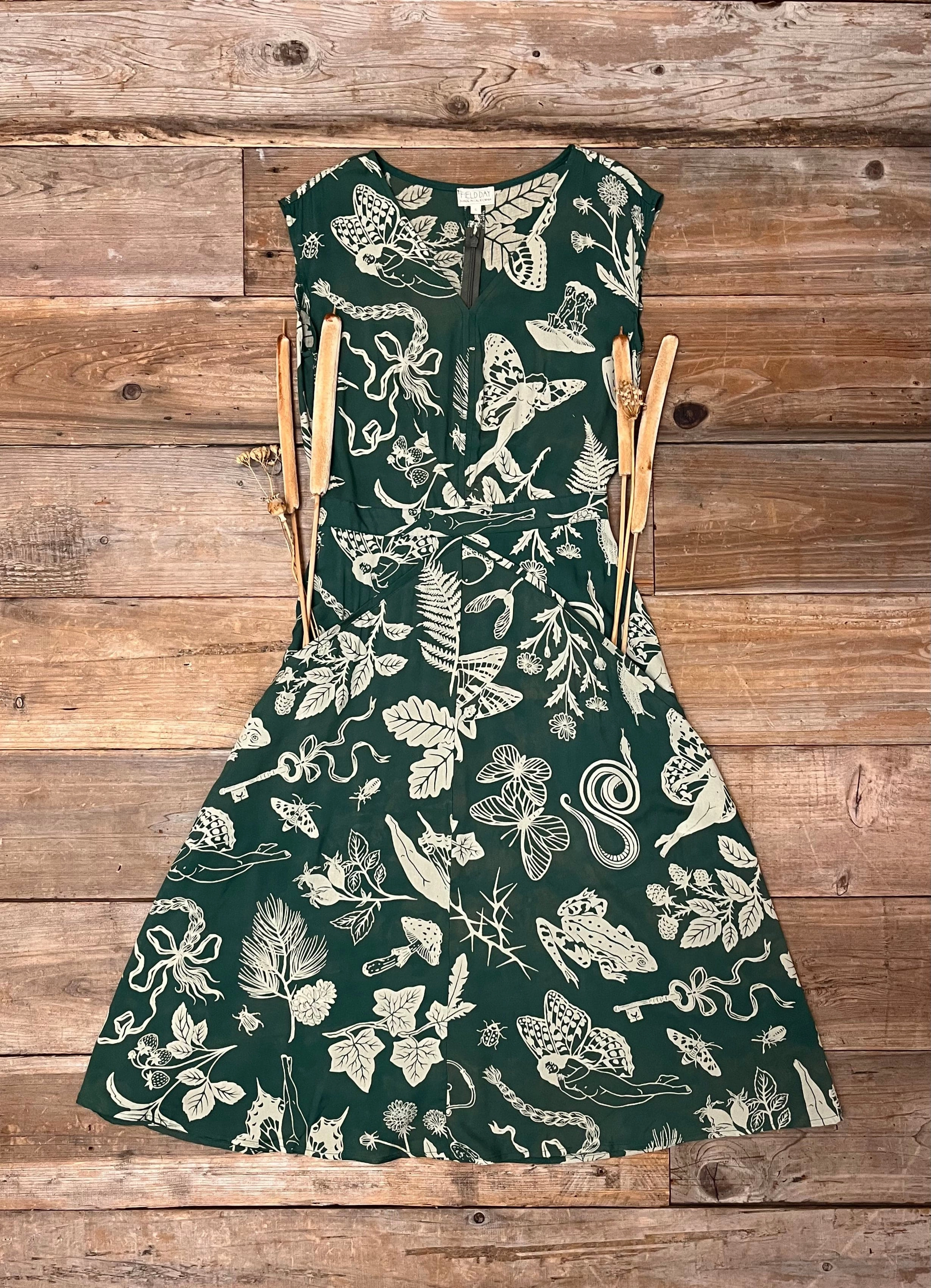Urban Light Raw-Hem Xena Dress in Emerald Woodland Wonder