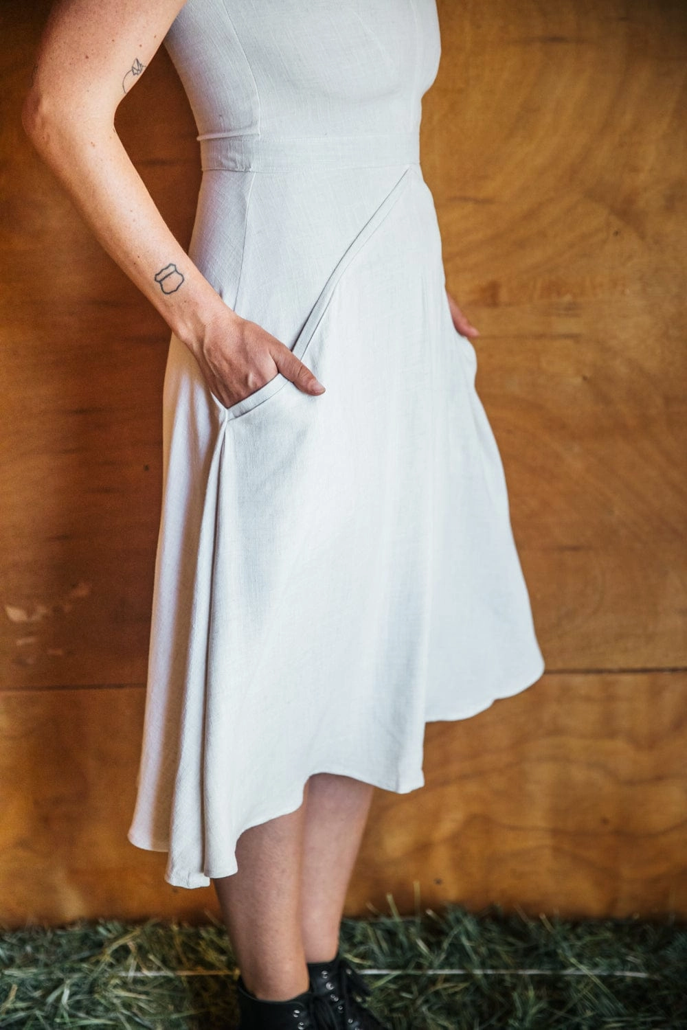 Luxurious Texture Xena Dress in Oat Linen