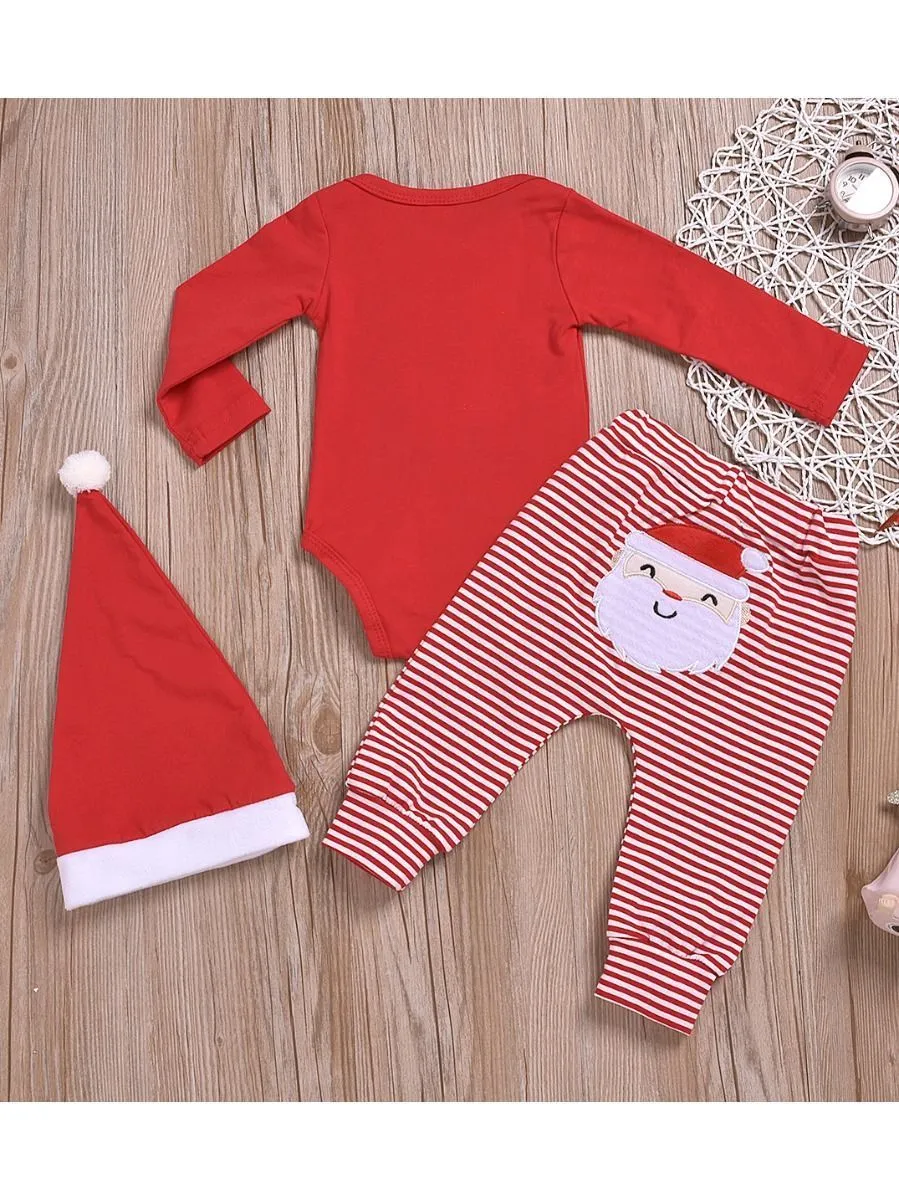 Xmas 3-Piece My 1st Christmas Set Baby Romper   Pants   Hat