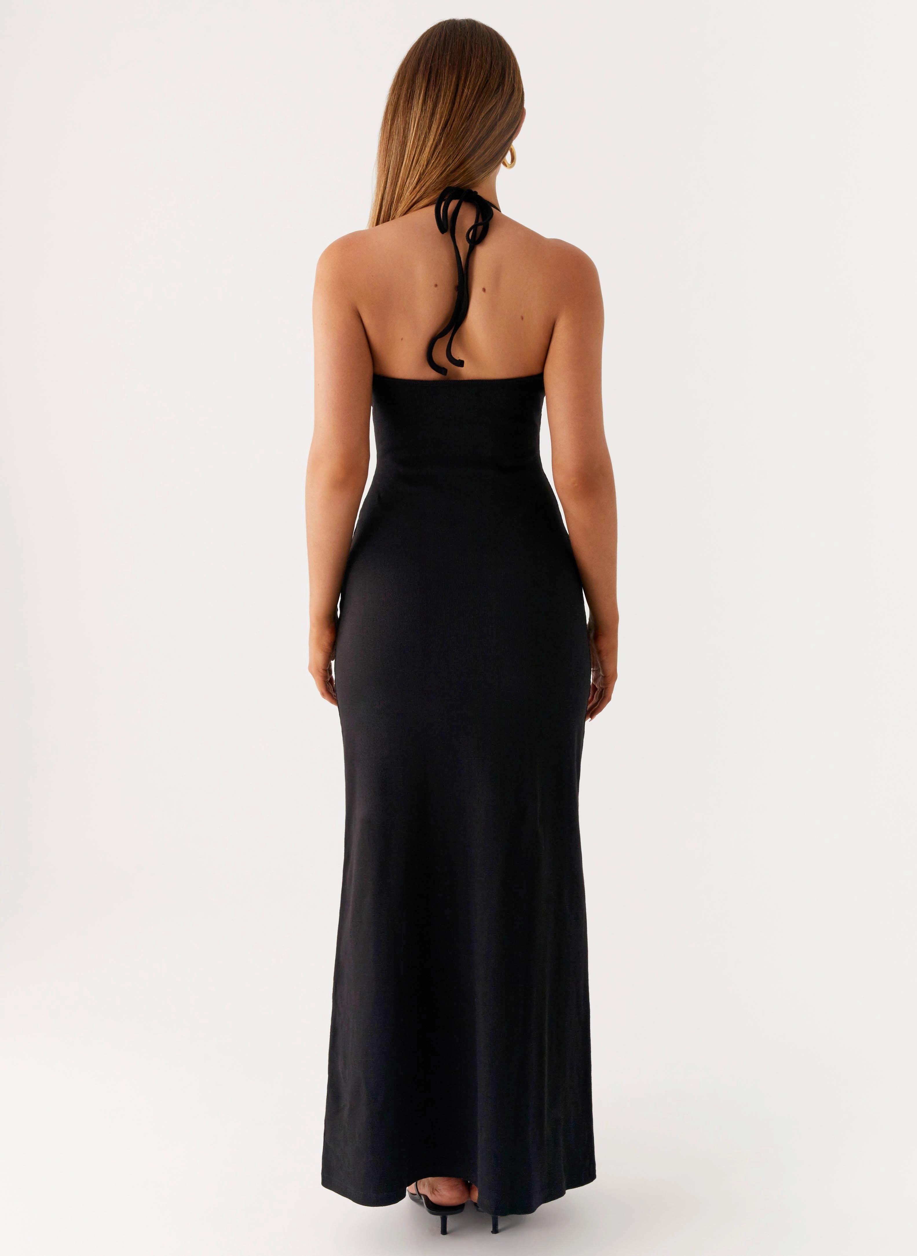 Yaselle Button Front Maxi Dress - Black Modern Fit
