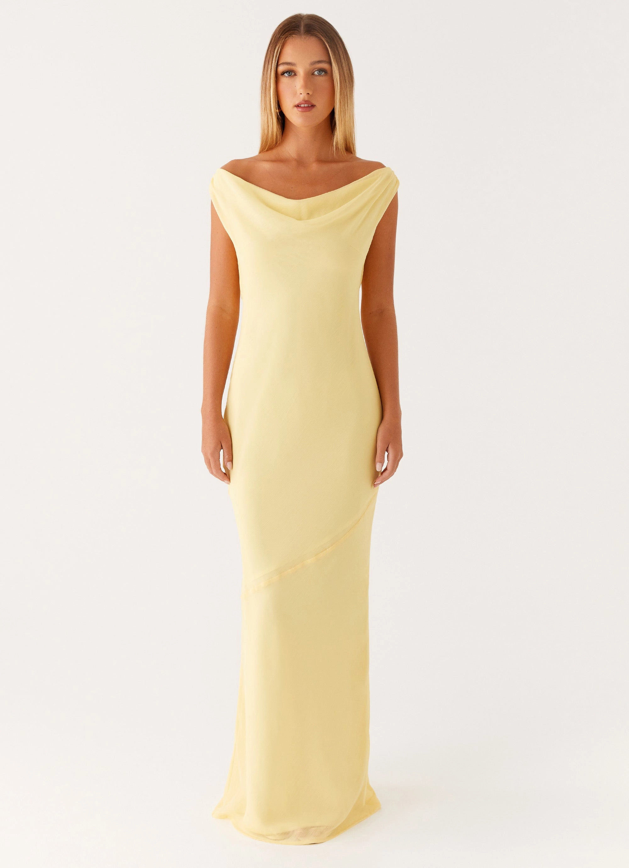 Air Touch Mood Flex Brittany Chiffon Maxi Dress - Pastel Yellow