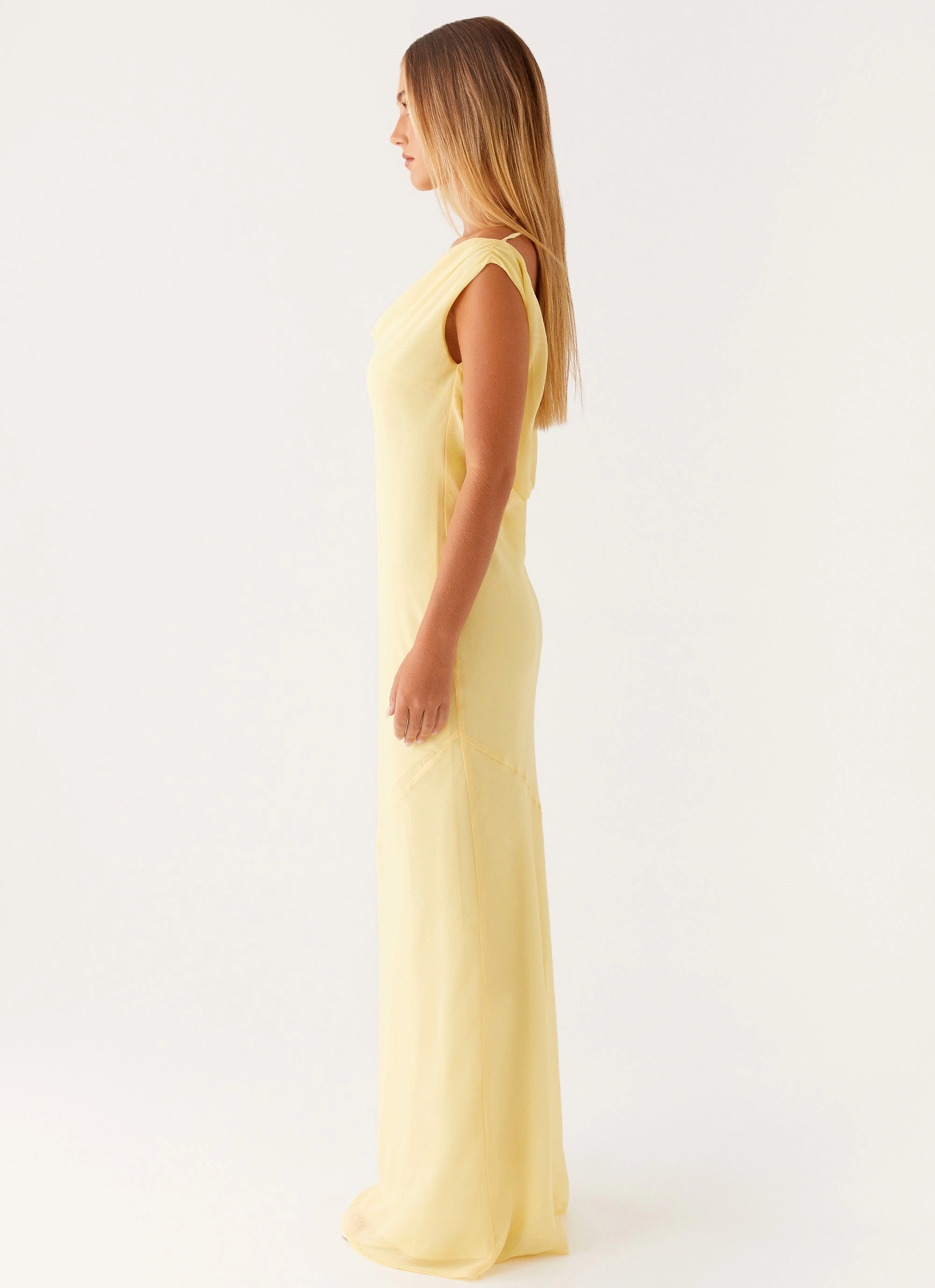 Brittany Chiffon Maxi Dress - Pastel Yellow Casual Lines