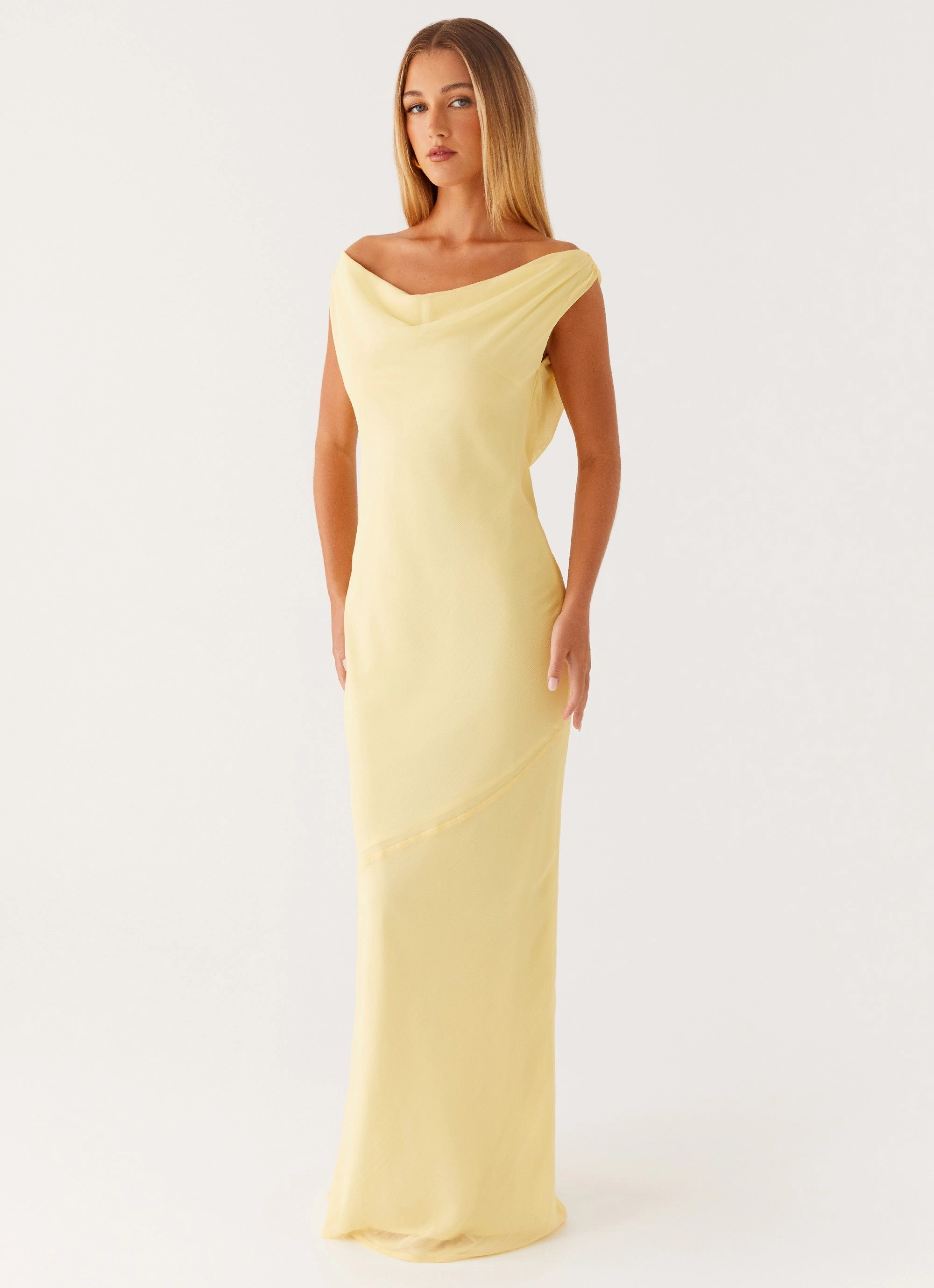 Brittany Chiffon Maxi Dress - Pastel Yellow Subtle Glow Everyday Comfort
