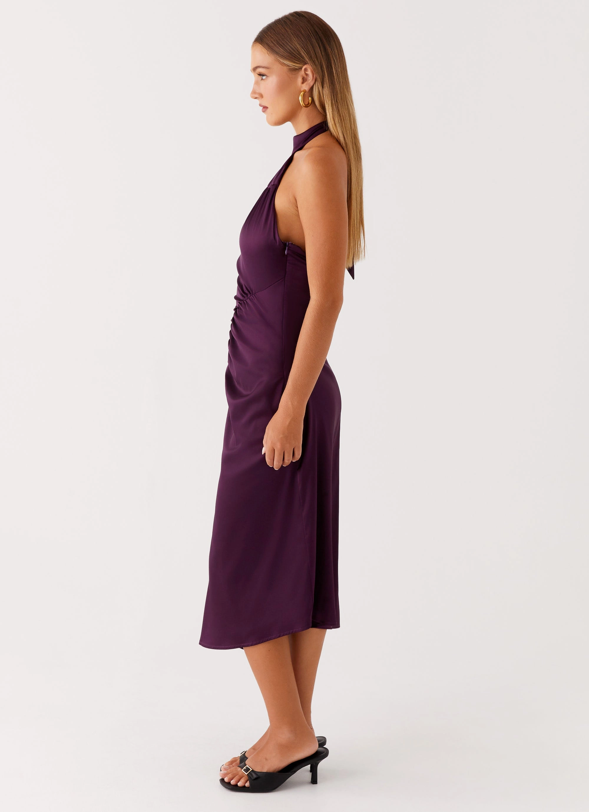 Comfortable Look Travel Ready Casta Halterneck Midi Dress - Plum