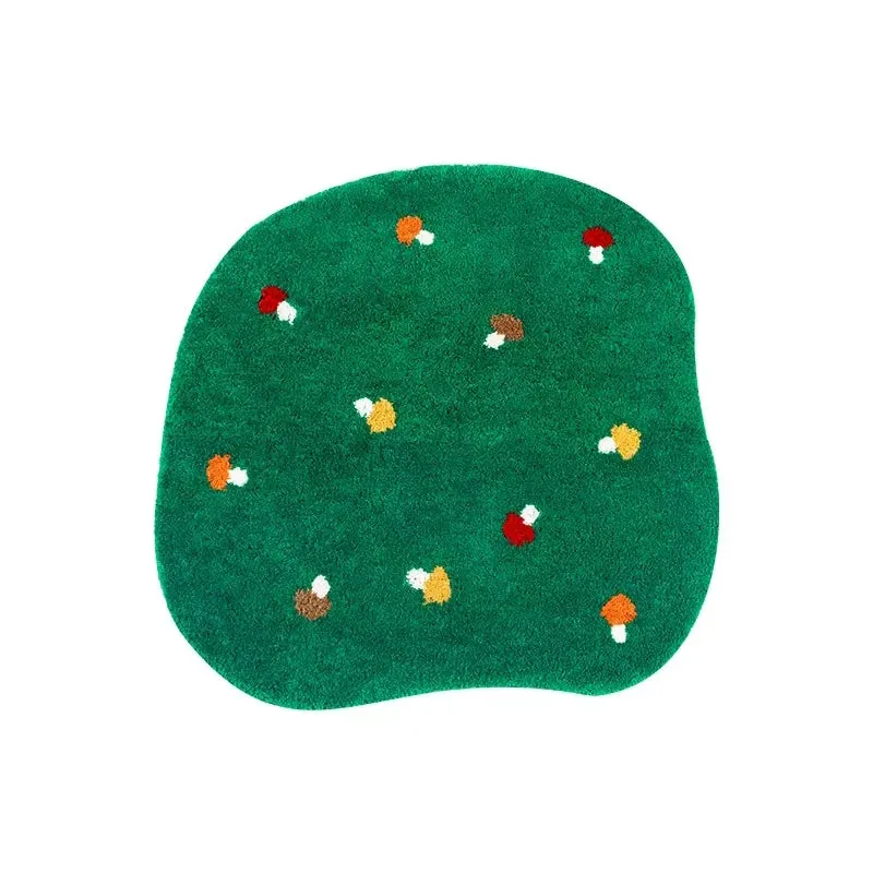 Yeknu Kawaii Tufting Mushroom Forest Rug Living Room Carpet Green Mat Fluffy Children Bedroom Crib Side Floor Pad Home Nursery Decor