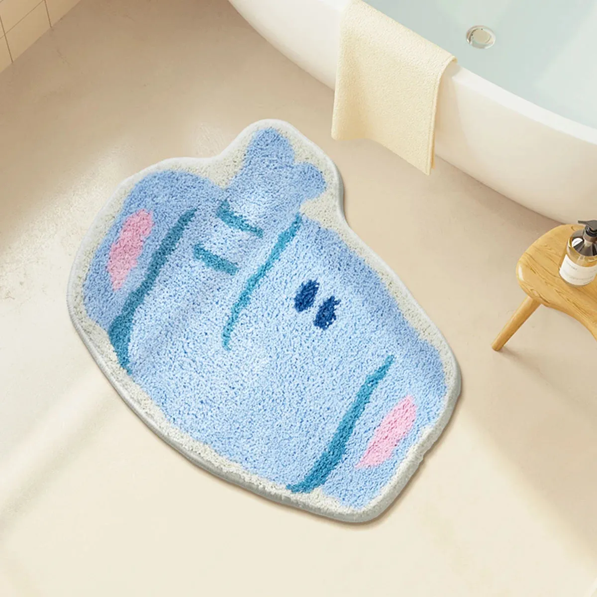 Yeknu Tufting Cartoon Animal Bathroom Mat Elephant Crocodile Carpet Bathmat Rug Floor Pad Doormat Kawaii Home Room Nursery Decor