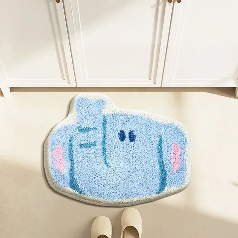 Yeknu Tufting Cartoon Animal Bathroom Mat Elephant Crocodile Carpet Bathmat Rug Floor Pad Doormat Kawaii Home Room Nursery Decor